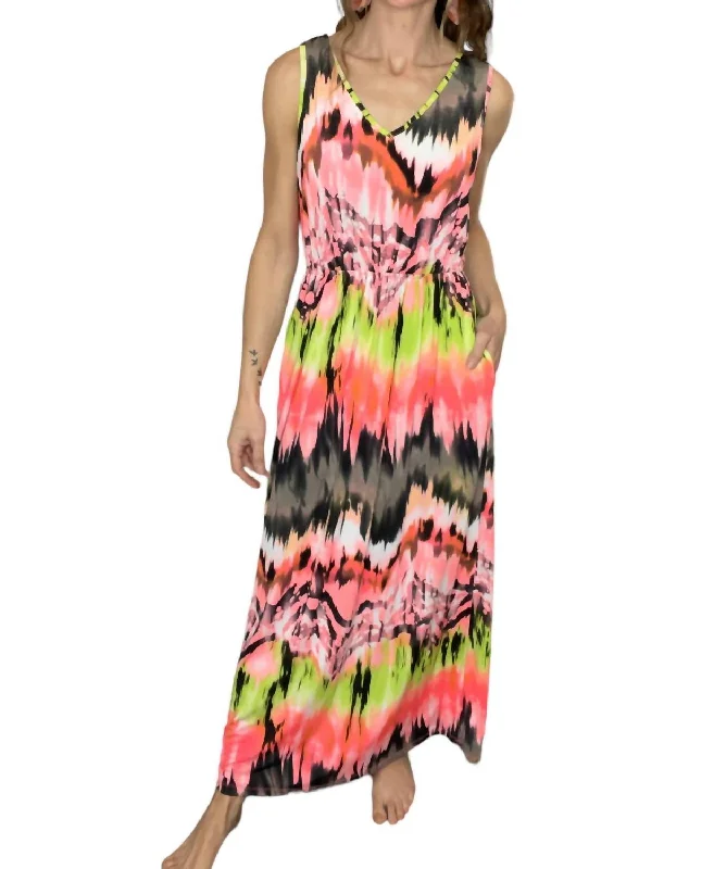 Fashion-Forward Tie Dye Tank Maxi Dress In Pink Multi Big Savings On Rustic Countryside Styles