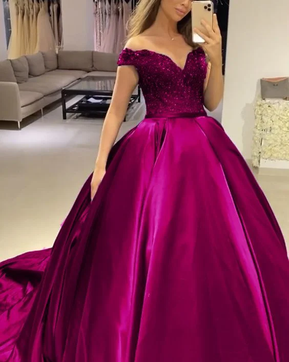 Swimwear Summer Blowout Fuchsia prom dresses ball gown off the shoulder quin ceanera dress    cg17986 Urban Sophistication