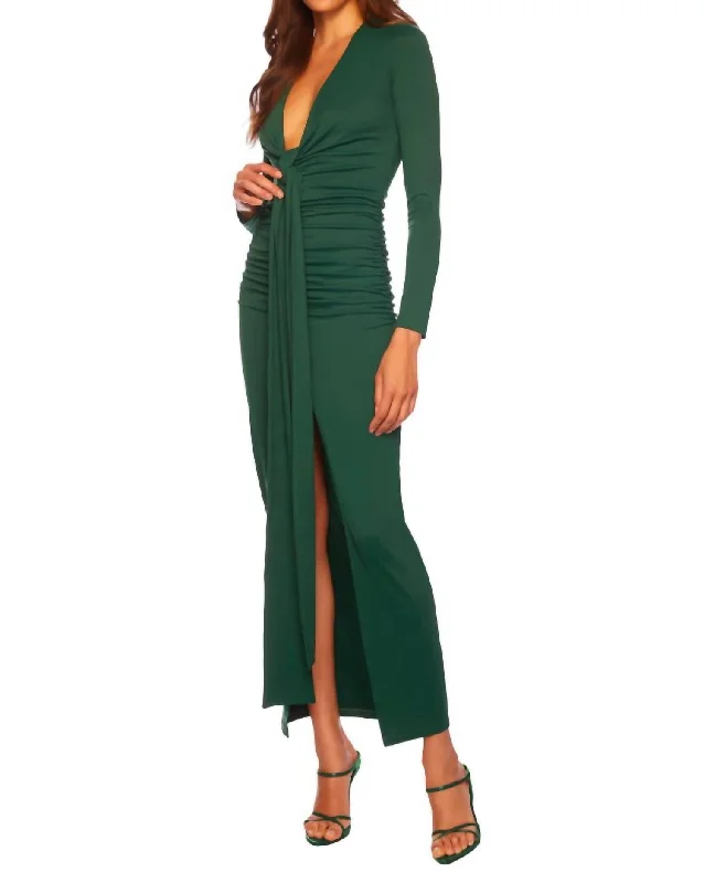 Discover Now Tie Front Slit V Neck Maxi Dress In Tuilerie Effortless Style