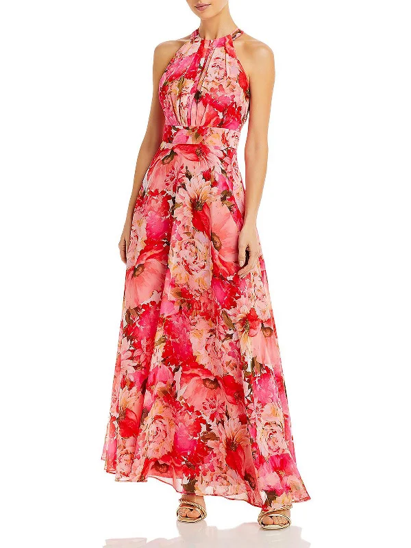 Spring Fashion Womens Floral Print Halter Dress Modern Romance