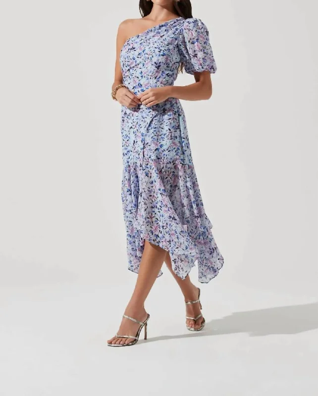 Bold Style Discounts Santorini One Shoulder Dress In Blue Multi Floral Now On Sale For Chic Urban Styles