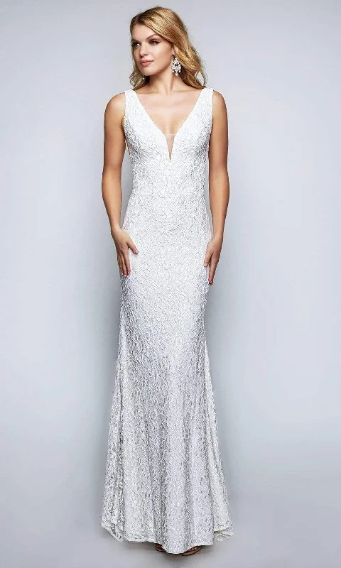 Stylish Looks Nina Canacci - 2229 Sleeveless V Neckline Allover Lace Sheath Dress Feminine Elegance