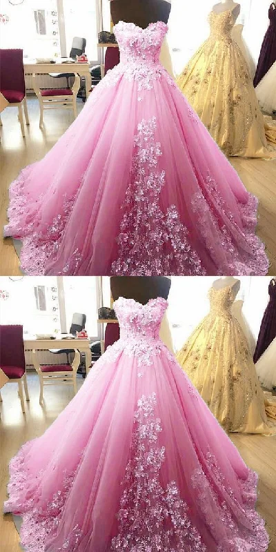 Fashion Forward Light pink prom dresses sweetheart ball gown lace embroidery    cg17982 Soft Textures