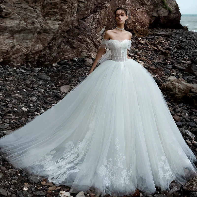 Special Offer For You Tulle Beach Wedding Dresses with Off Shoulder Sleeves Limited - Edition Drops