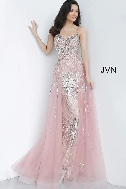 Statement Fashion Offers Jovani 2151 Long Spaghetti Strap Prom Gown Romantic Date - Night Ensemble