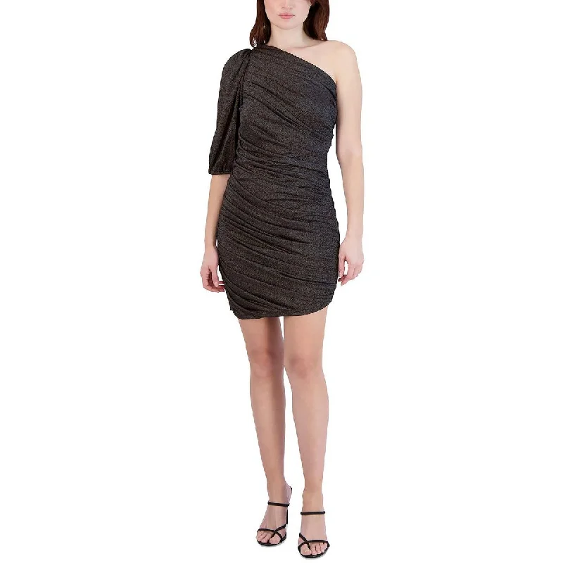 Hot Sale BCBGeneration Womens Metallic Ruched Bodycon Dress Luxe Layering