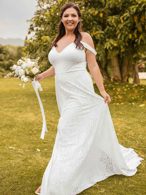 Crazy Price Slashing Plus Size Country Wedding Dresses Lace A Line V Neck Flash Sale