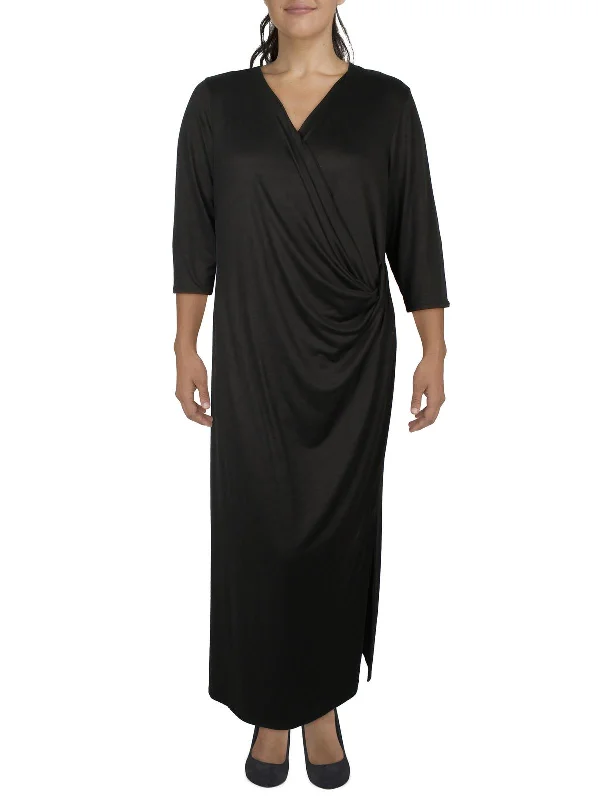 Additional Time-Limited Offers Plus Womens Surplice Long Maxi Dress Luxury Comfort