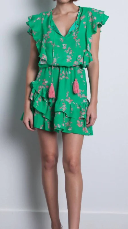 Cozy Chic Promotions Rafa Print Mini Dress In Verde Water Floral Bold Silhouette