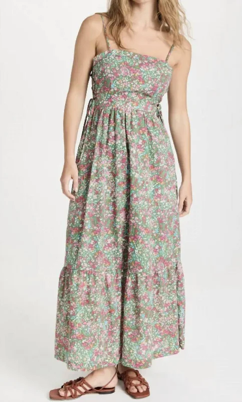 Polished Style Deals Big Sur Maxi Dress In Greenfloral Romantic Detailing