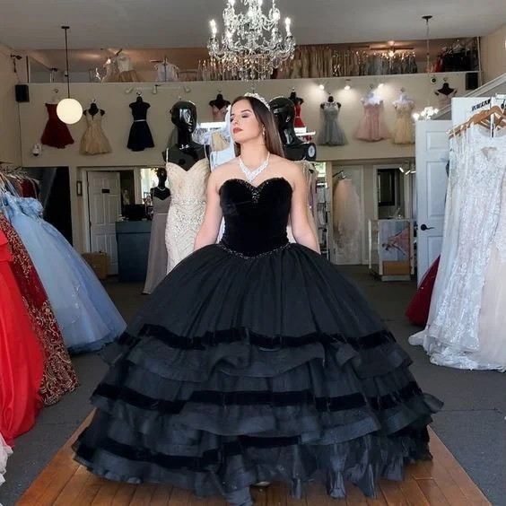 Exclusive Fashion Deals Princess Ball Gown Sweetheart Black Floor Length Prom Dresses   cg16321 Statement Piece