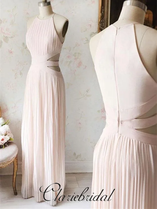 Avant-Garde Style Promotions A-line Pale Pink Long Bridesmaid Dresses Disco - Inspired Retro Dance Look