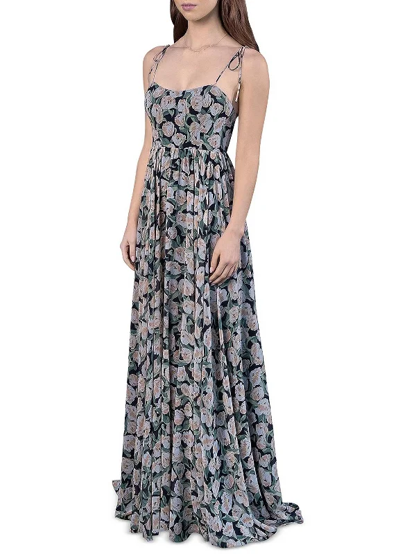 Premium Fashion Lylah Womens Floral Print Long Maxi Dress Romantic Detailing