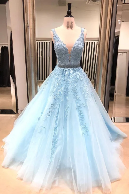 Trend Forward Threads Light Sky Blue Ball Gown Long Prom Dress   cg11843 Buy More, Save More