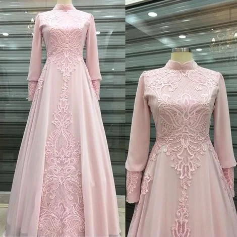 Sustainable Fashion Extravaganza pink long sleeve prom gown     cg18014 Dreamy Aesthetic