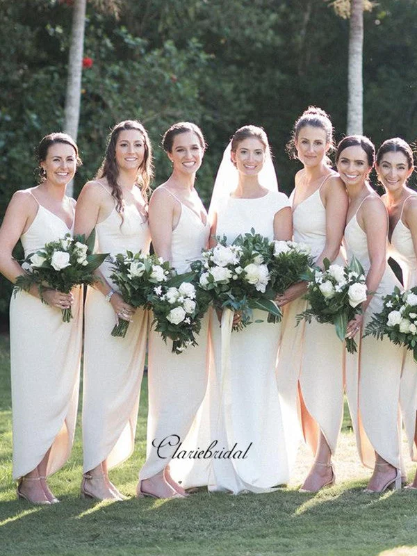 Essentials On Sale Spaghetti Straps Slit Bridesmaid Dresses, Unique Bridesmaid Dresses Boho - Chic Festival - Ready Style