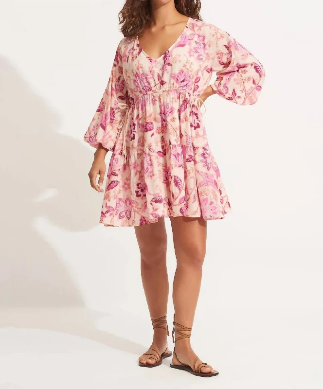 Fashion-Forward Offers Ls Short Dress In Pink Floral Exquisite Craftsmanship