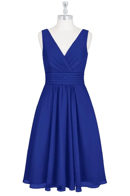 Unleash Your Style Royal Blue V-Neck Backless A-Line Short Bridesmaid Dress Chic Urban Fashion Look