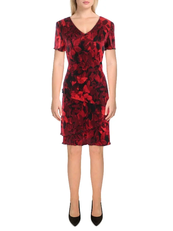 Style Without Limits Petites Womens Crepe Floral Print Fit & Flare Dress Big Savings On Minimalist Office Styles