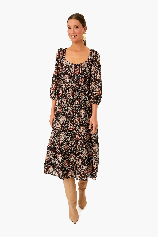 Laid-Back Fashion Offers Thalia Print Organic Lucy Long Sleeve Dress Early Access To Art Deco Styles Sale