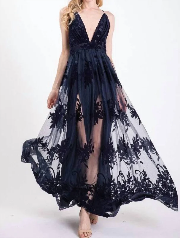 Seasonal Fashion Endless Love Floral Maxi Dress In Navy Statement Piece