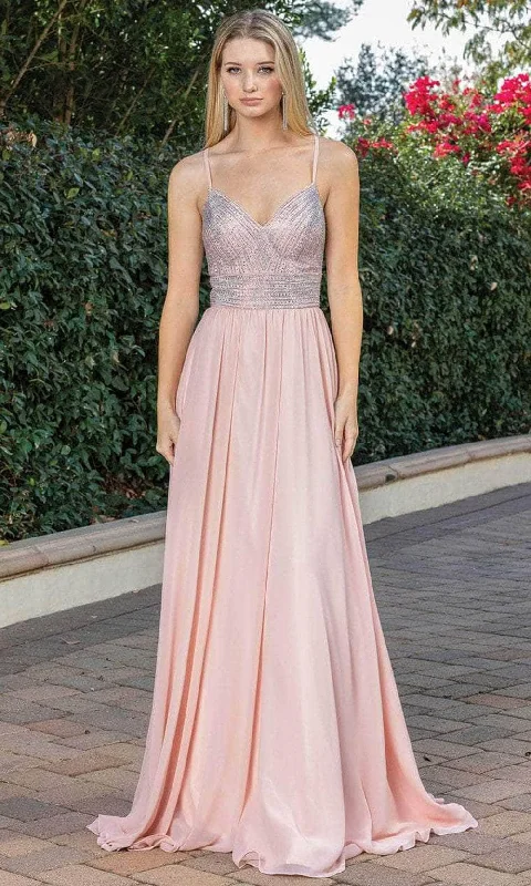 Spring Fashion Dancing Queen 4277 - Sleeveless A-Line Prom Dress Romantic Detailing