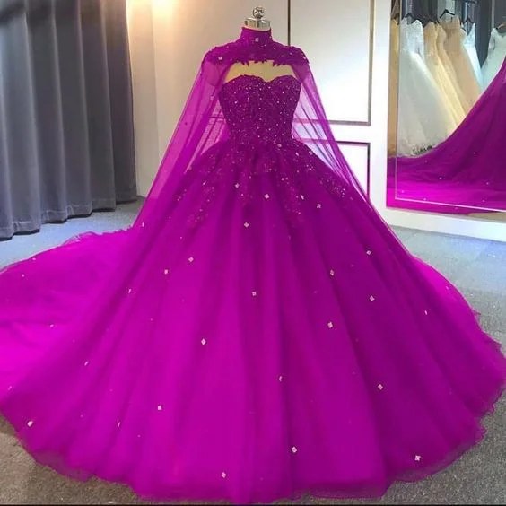 Hot Sale Tulle Ball Gown Quinceanera Dresses With Cape Prom Dresses     cg16056 Casual Weekend Relaxed Style