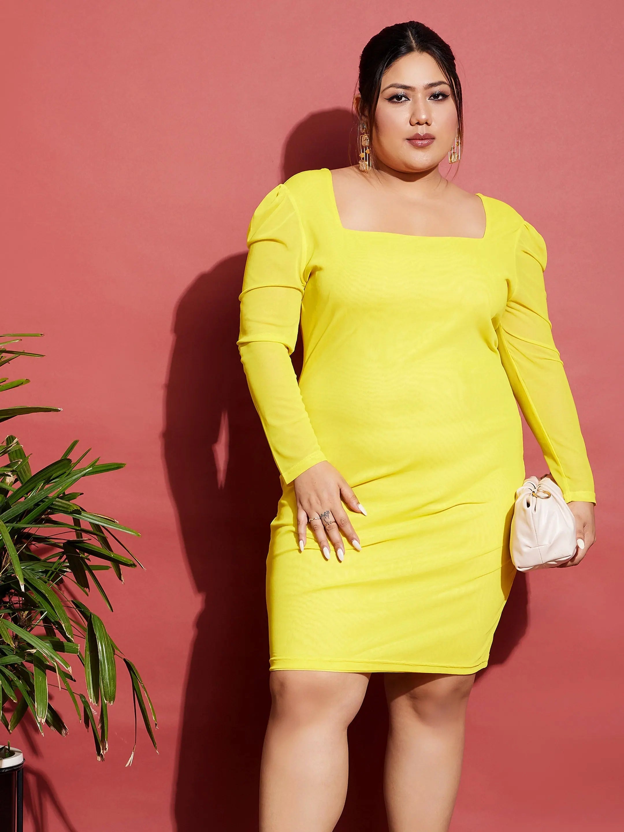 Romantic Chic Deals Women Yellow Mesh Bodycon Dress End - Of - Month Blowout