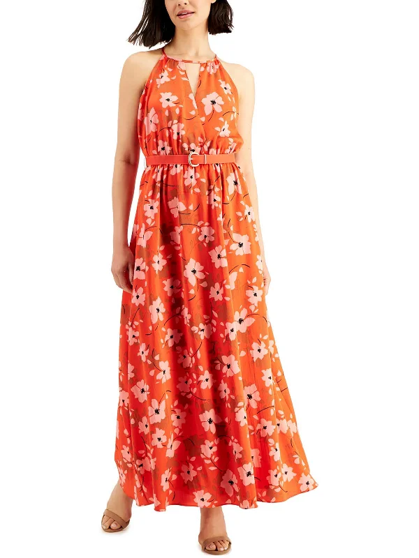 Bid Farewell To The Old Season Coastal Garden Womens Floral Long Halter Dress Feminine Flow