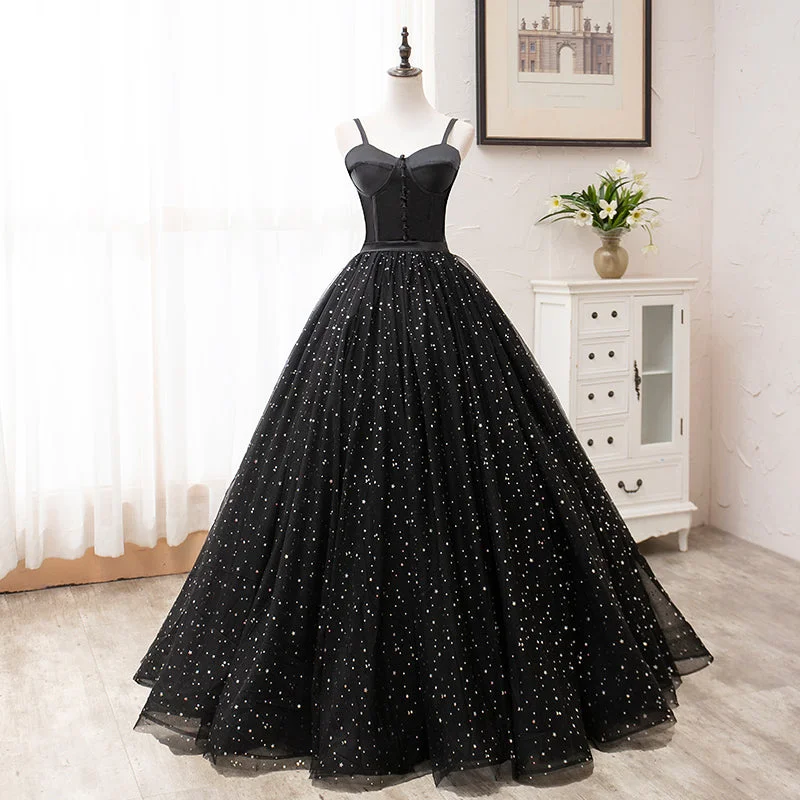 Must-Have Style Discounts BLACK TULLE LONG BALL GOWN DRESS BLACK FORMAL DRESS Prom Dress    cg16503 Buy More, Save More