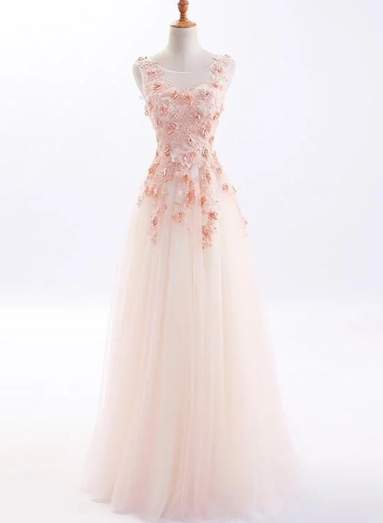 Sophisticated Fashion Beautiful Tulle Long Formal Gowns, Flowers Party Dresses, Long Prom Dress   cg9847 Limited - Stock