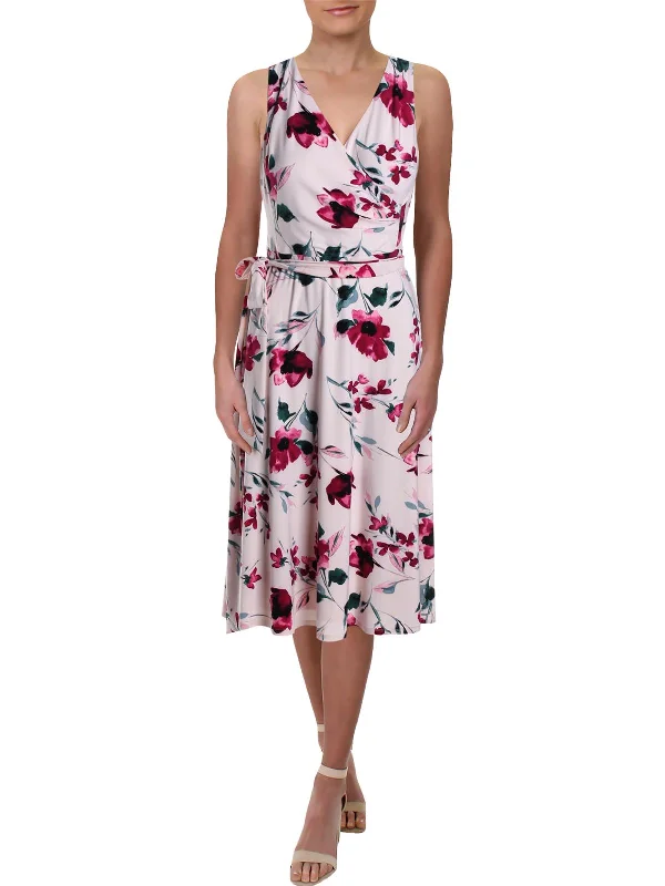 Break Fashion Norms Carana Womens Floral Sleeveless Midi Dress Tropical Island - Inspired Attire