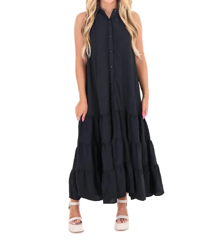 Effortless Style, Endless Impact Take Me Back Halter Maxi Dress In Black Sleek Design