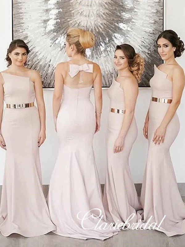 Fashion Forward Pink Mermaid Bridesmaid Dresses, Long Bridesmaid Dresses Final Clearance