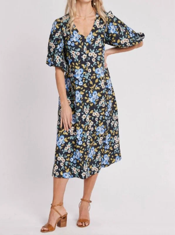 You'Ll Love Us Because Hyde Park Floral Midi Dress In Multi Modern Romance