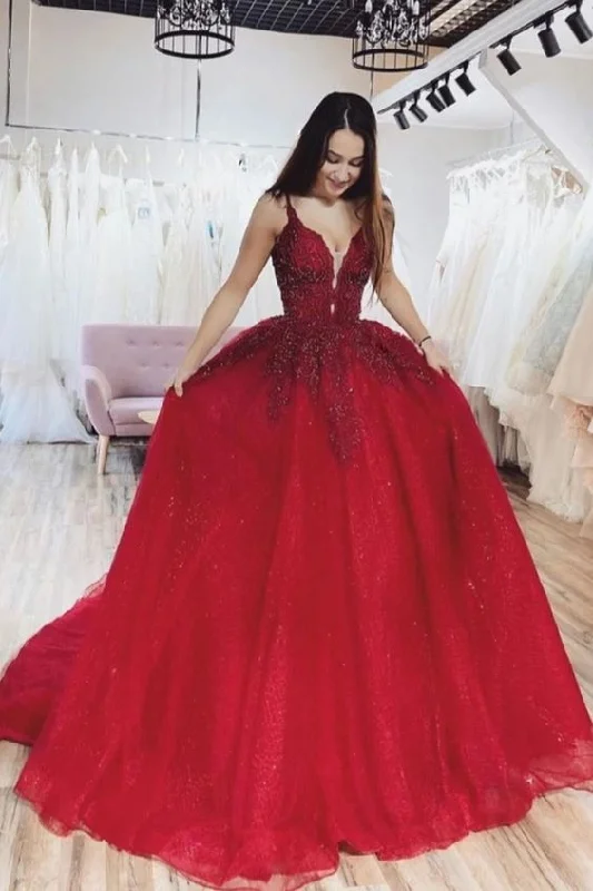 Trend Leading Collection red prom dress for 2020 prom, long prom dress ball gown   cg11104 Soft Textures