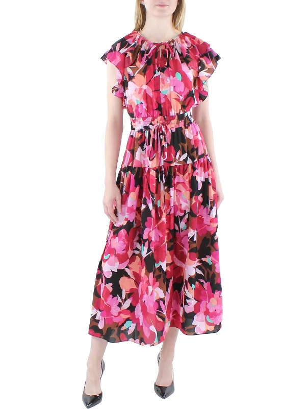 Fashion Sale Womens Floral Ruffled Midi Dress Fashion-Forward Style