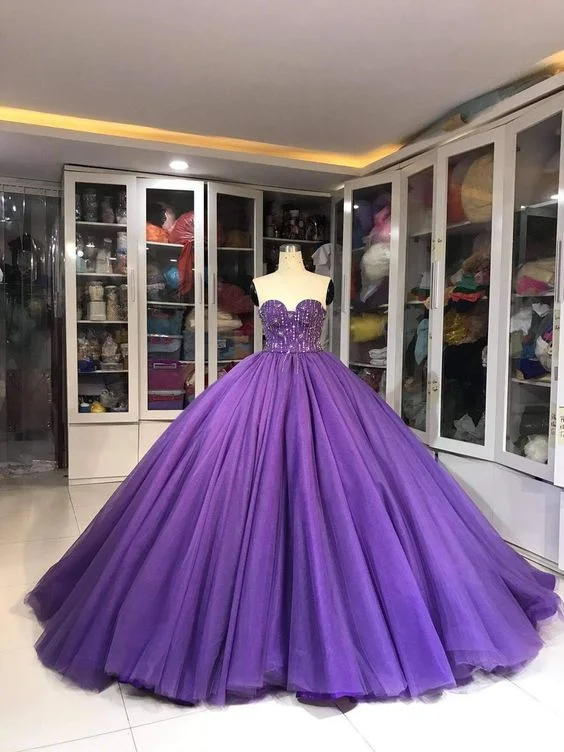 Spring Fashion Purple Dress Ball gown Prom Dress Strapless Ball gown    cg16685 Classic Timeless Elegant Style