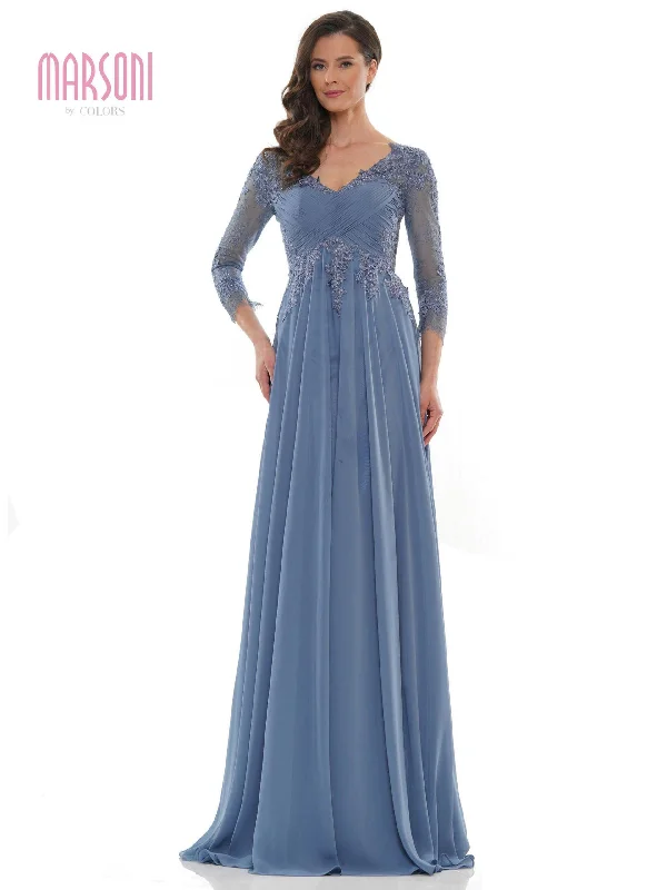 Hot Sale Marsoni Chiffon Mother of the Bride Long Gown 1125 Disco - Inspired Retro Dance Look