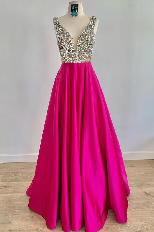 Vintage-Inspired Style Offers Classy A Line Floor Length Beading Satin Long Prom Dresses Y0362 Romantic Date - Night Ensemble