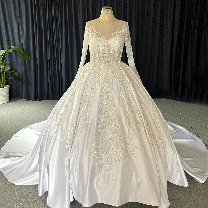 Exclusive Discounts Plus Size Sparkle Wedding Dress with Sheer Long Sleeve Charming Silhouette