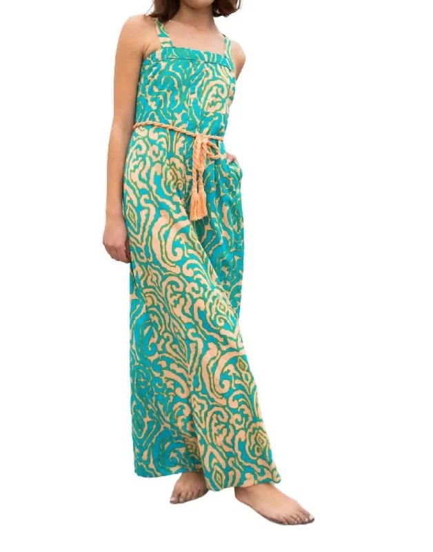 Don't Miss Out Zara Maxi Dress In Teal Block Soft Textures