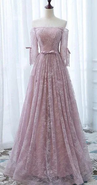 Seasonal Clearance Pink Prom Dresses,Lace Orin Gown,Long Prom Dress,Off The Shoulder Prom Dresses   cg12049 Big Savings On Minimalist Office Styles