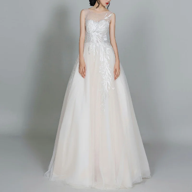 Contemporary Casual Deals Princess Tulle Wedding Dress Champagne Bridal Dress A Line Rustic Countryside Charm Look