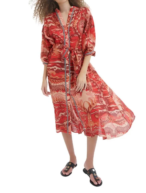 Sophisticated Fashion Ziggy Maxi Dress In Bagha Red Boho - Chic Festival - Ready Style