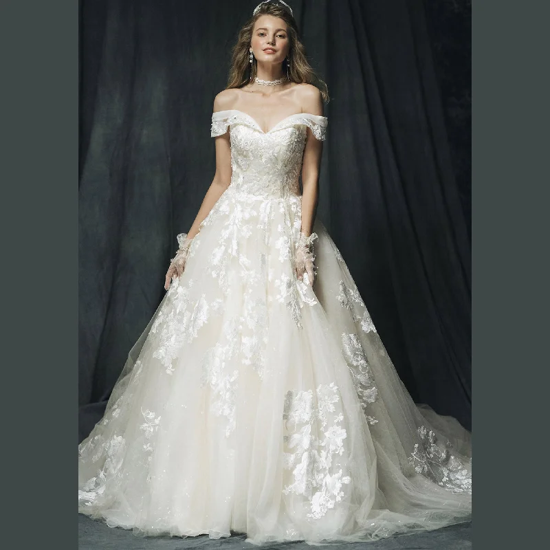 Exclusive Fashion Deals Off-the-shoulder Wedding Dress Puffy Tulle Ball Gown Bridal Dress Contemporary Elegance