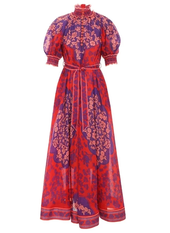 Limited Time Special Offer Raie Swing Maxi Dress In Purple Red Floral Cottagecore Rustic Charm Style