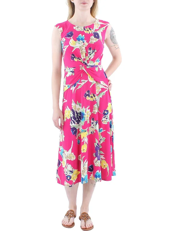 Chic Style Discounts Womens Floral Gathered Sheath Dress Lightweight Fabric