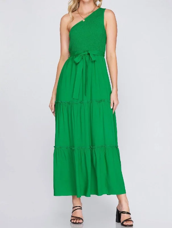 Flash Sale, Don'T Miss Sierra Smocked Maxi Dress In Green Romantic Detailing