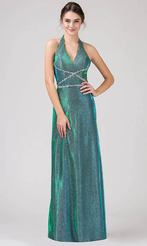 Seasonal Trends Eureka Fashion 8700 - Glitter Sleeveless Prom Dress Feminine Flow